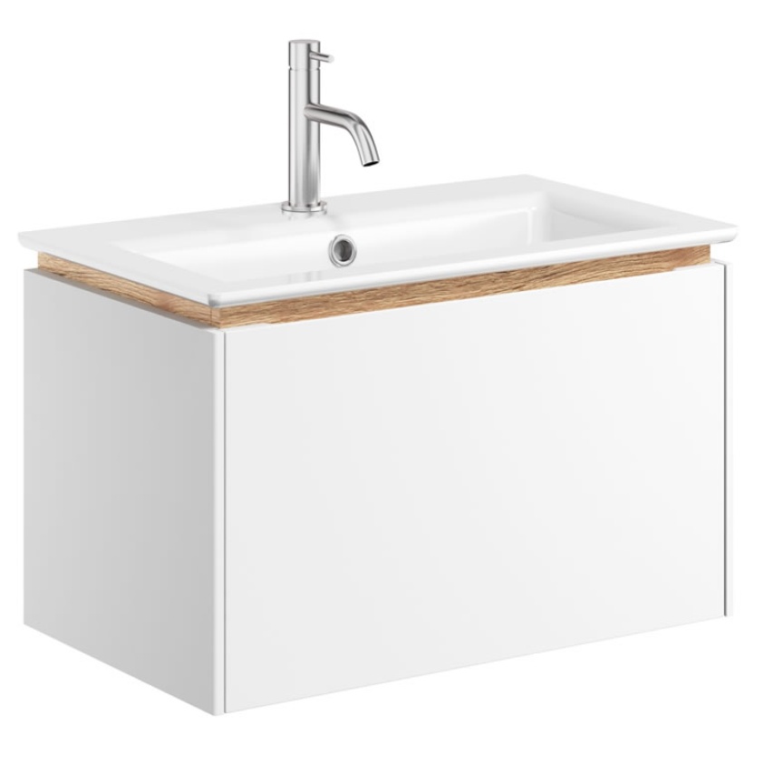 Cutout image of Crosswater Mada 700mm Matt White Wall-Hung Vanity Unit & Basin